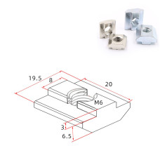 Сухарь пазовый М6 - 20x9mm под профиль 4040